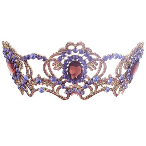 Charming Purple Crystal Bridal Tiara Crowns Magnificent Rhinestone