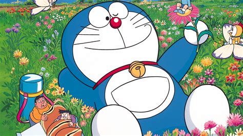 Doraemon And Friends Are In Flower Garden Hd Doraemon Wallpapers Hd