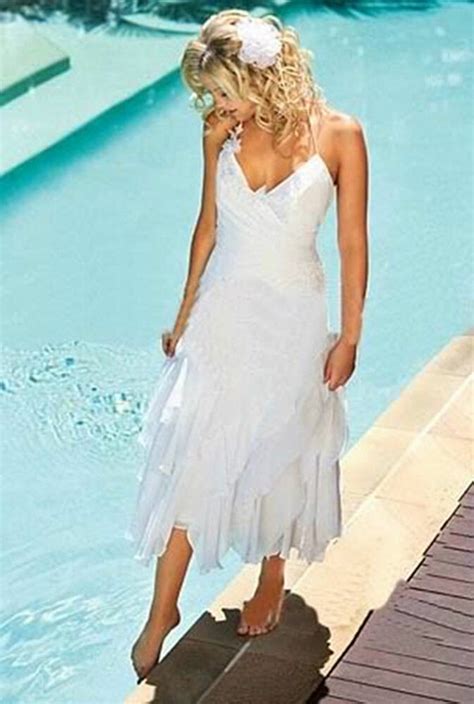 Obviously, a beach wedding doesn't demand from you wearing a traditional wedding gown. White Ivory Short Beach Wedding Dress Bridal Gown Custom ...