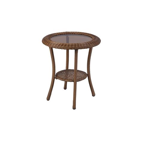 Hampton Bay Spring Haven 20 In Brown All Weather Wicker Patio Round