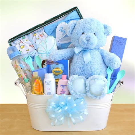 This ultimate baby gift set comes wrapped up in a baby bath tub. New Arrival Baby Boy Gift Basket | www.giftbaskets.com ...