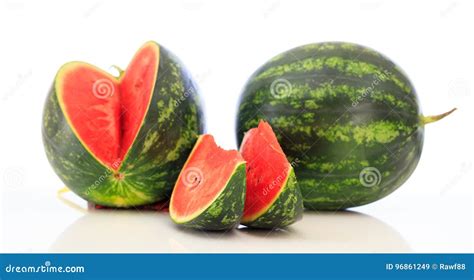 Sliced And Whole Watermelons Isolated On White Background Stock Image