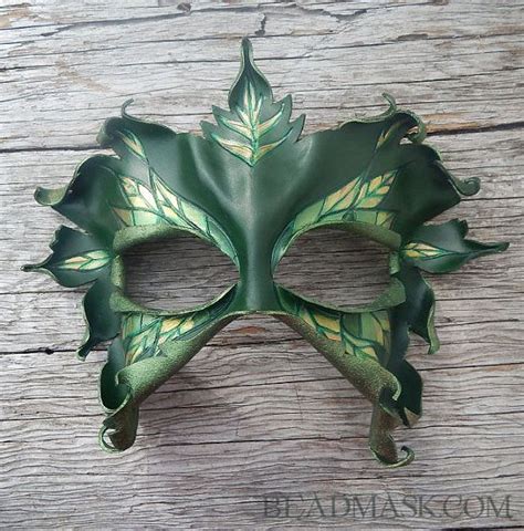 Green Woman Leather Mask For Nature Spirit Or Forest Dryad Etsy