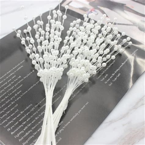 100pcs The Spray Of Pearl Beads Wire Stemsbridal Hair Decoration