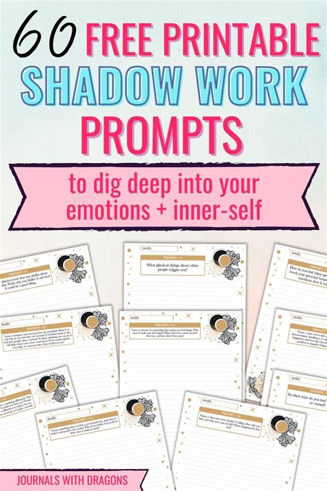 Free 60 Shadow Work Prompts Printable Journals With Dragons Shadow