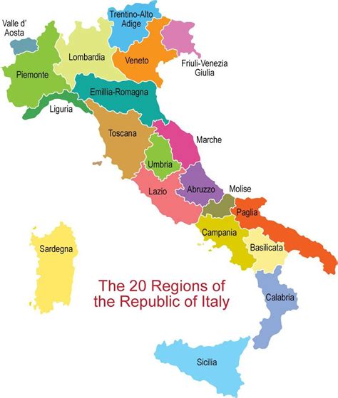 The 20 Regions Of The Republic Of Italy Italy Map Map Of Italy