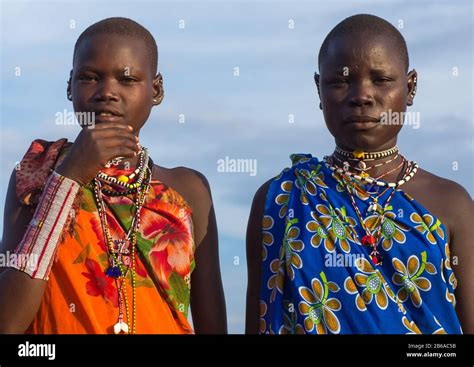 Toposa Tribe Young Women In Traditional Clothing Namorunyang State Kapoeta South Sudan Stock