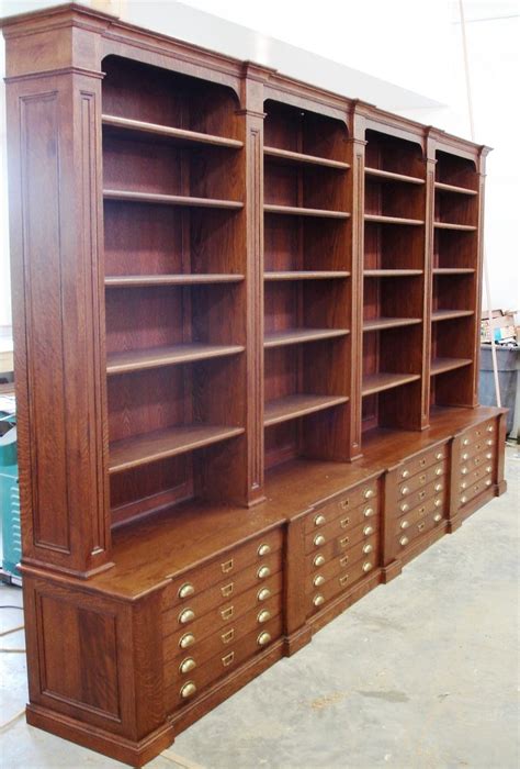 Custom Made Bookcase With Map Drawers By Chatsworth Furniture Co