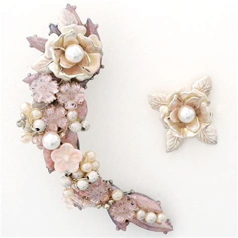 Pansey And Jameson Vintage Earrings Blush Bridal Ear Cuff Set