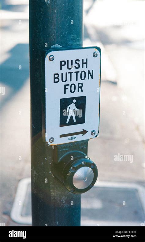 Traffic Light Sign Push Botton For Walking Junction Stock Photo Alamy