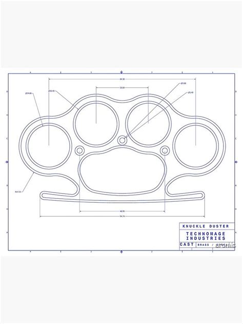 Knuckle Duster Blue Schematic Art Print By Aromis Knuckle Duster Brass Knuckles Knife Patterns