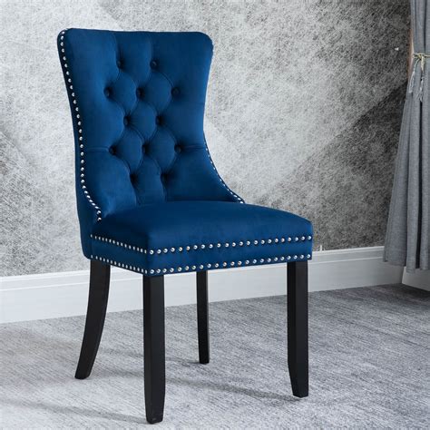 Quadrato dining chair features frame: Dining Room Chairs Set of 2, Tufted Velvet Studded Dining ...