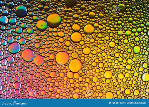 Rainbow Color Drops Of Oil On The Water Stock Photo Image Of Luminous