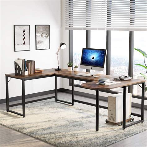 If you own a computer, this is the best desk for you. U Shaped Desk, Large L-Shaped Desk Corner Computer Office ...