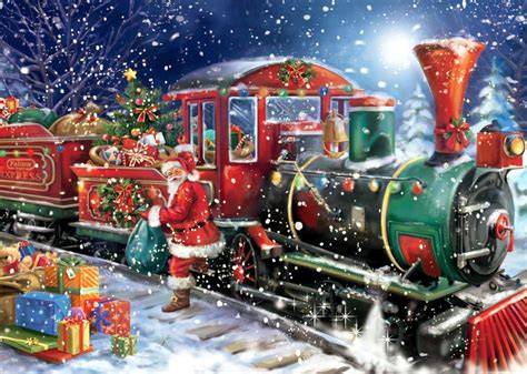 Santa Claus Winter Train Ride In The North Pole Express Delivering