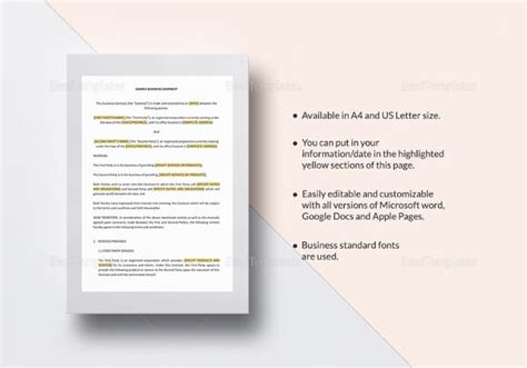 17 Simple Business Contract Templates Docs Pages Word