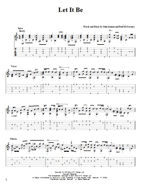 Let It Be Guitar Tab By The Beatles Guitar Tab 82585