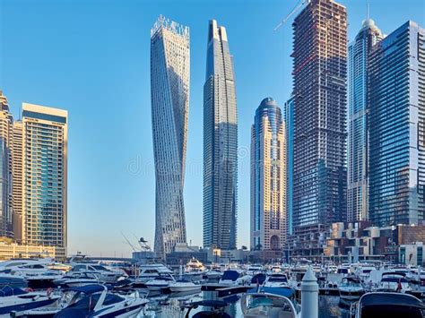 Dubai Marina Skyline In United Arab Emirates Stock Image Image Of
