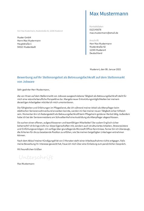 Stellenanzeigen.de has been visited by 10k+ users in the past month Bewerbung Als Betreuungskraft Beispiele / Fachbereich ...