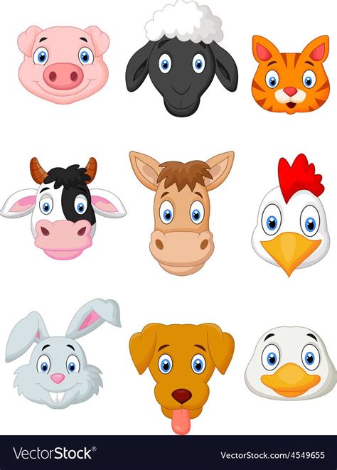 Cartoon Farm Animal Set Vector Image On Vectorstock Artesanato Com