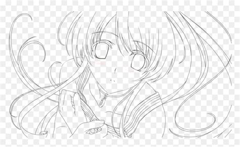 Anime Girl Lineart By Ellerosey Anime Girl Line Art Hd Png Download