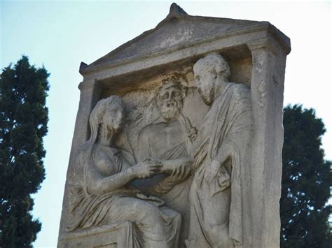 Ancient Funerary Stele Ancient Cemetery Of Kerameikos Athens Stele