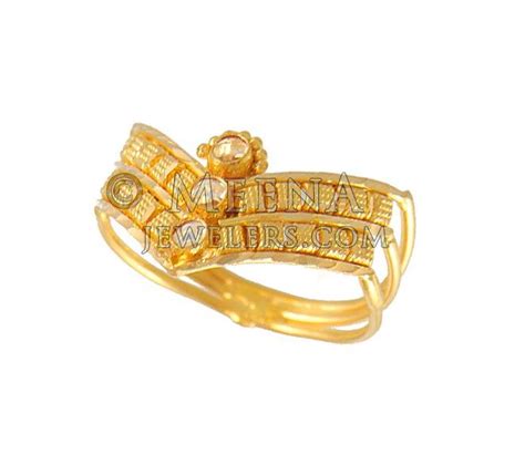 Gold Filigree Ring Rilg4673 22karat Gold Fancy Ring With Polki Type