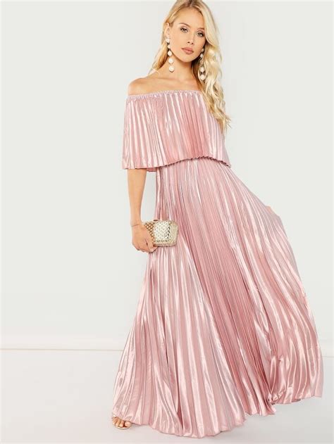 Off Shoulder Pleated Maxi Prom Dress Party Dress Classy Maxi Dress Prom Elegant Maxi Dress