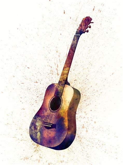 Acoustic Guitar Digital Art Acoustic Guitar Abstract Watercolor By