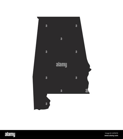 Alabama Al State Map Shape Silhouette Simplified Vector Isolated On