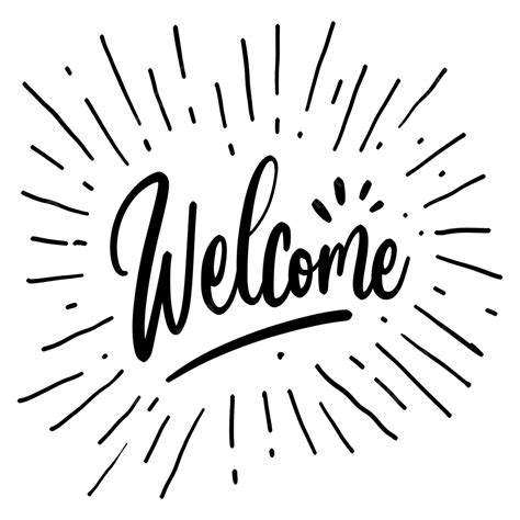 Welcome Text Lettering Handwriting Transparent With Burst Welcome