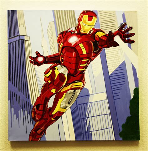 Iron Man 32x32 Hand Painted Canvas Art Signed By Stan Lee And Steve