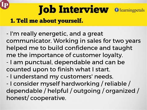Tell Me About Yourself Job Interview Job Interview Answers Job