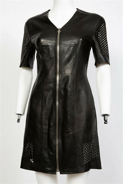Women Real Genuine Leather Dress With Front Full Zipper Prom Etsy