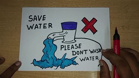 How To Draw Save Water Drawing For Kids Youtube