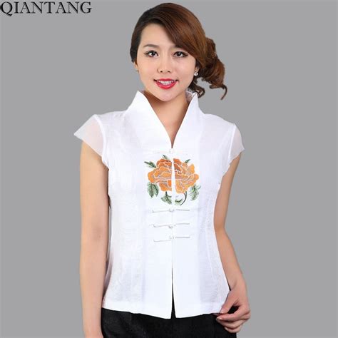 Buy White Traditional Chinese Style Womens Satin V