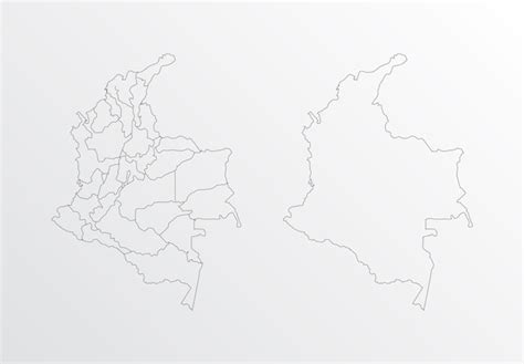 Premium Vector Black Outline Vector Map Of Colombia With Regions