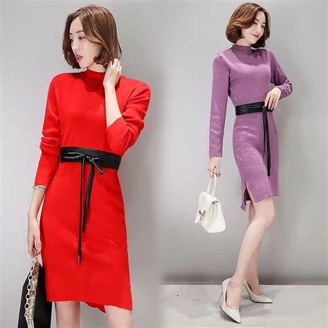 New Fall Winter Arrival Women Fashion Knitted Turtleneck Sashes High