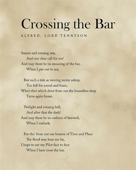 Crossing The Bar Alfred Lord Tennyson Poem Literature Typography