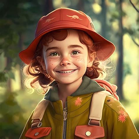 Beautiful Girl Adventurer At Forest Generative Ai Stock Illustration
