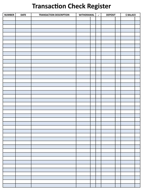 Free Printable Checkbook Register Sheets Printable Templates