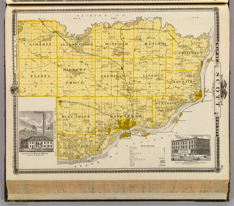 Map Of Scott County State Of Iowa With View Davenport Water Works