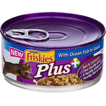 Friskies canned cat food includes shreds with real meat and fish, chunks with extra gravy, lil' soups and more! Friskies Plus Canned Cat Food with Ocean Fish in Sauce, 5 ...