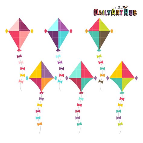 Cute Colorful Kites Clip Art Set Daily Art Hub Graphics Alphabets