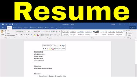 How To Create A Resume In Microsoft Word Tutorial Youtube