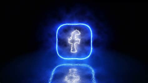 Neon Fb Facebook Logo Glowing Sign 4k 60fps Loop Animation Background