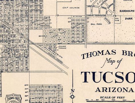 Tucson Map Vintage City Plan Of Tucson Archival Print Etsy