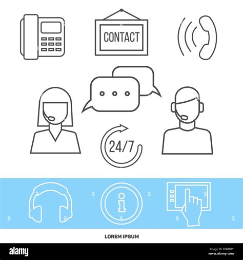 Contact Centre Or Online Support Concept With Line Icons Help Online