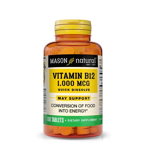 Mason Natural Vitamin B12 1000 Mcg Quick Dissolve Healthy Conversion