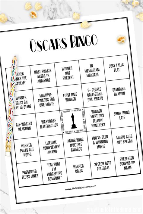 Oscars Bingo Cards Free Printable Hello Little Home